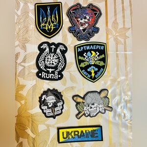 Ukrainian Air Defense Forces Morale Patch Set Of 7 Tactical Chevrons with Hooks